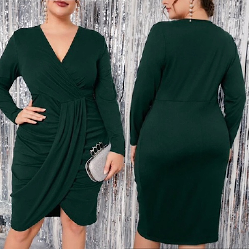 SHEIN Green Surplice Dress